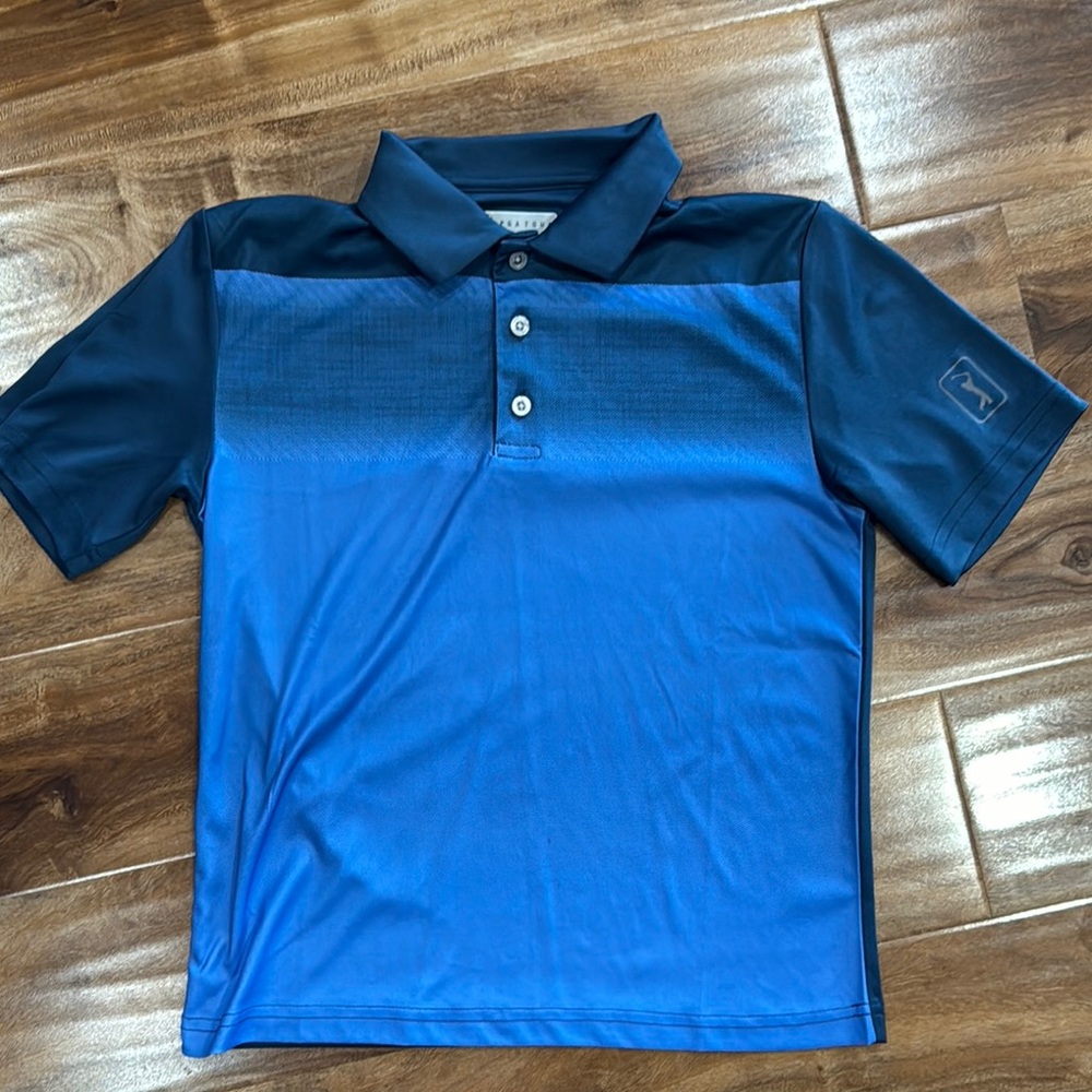 PGA tour boys Blue Polo Shirt size medium